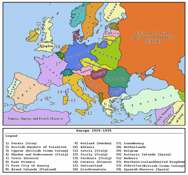 Mapa antes y durante la segunda Guerra mundial