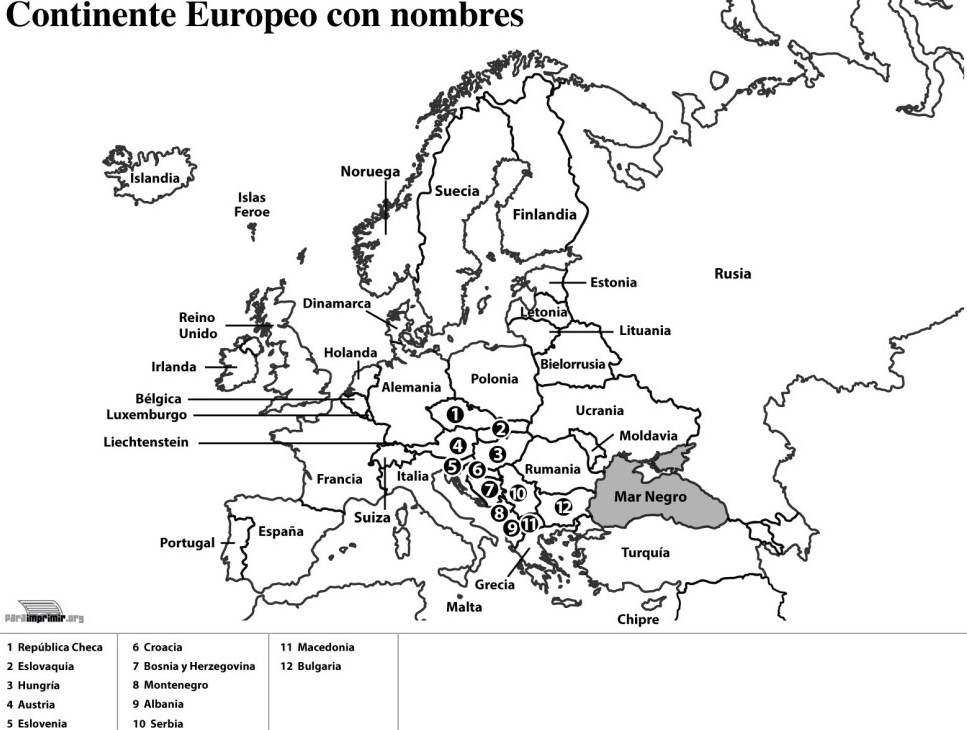 Mapa de Europa para niños