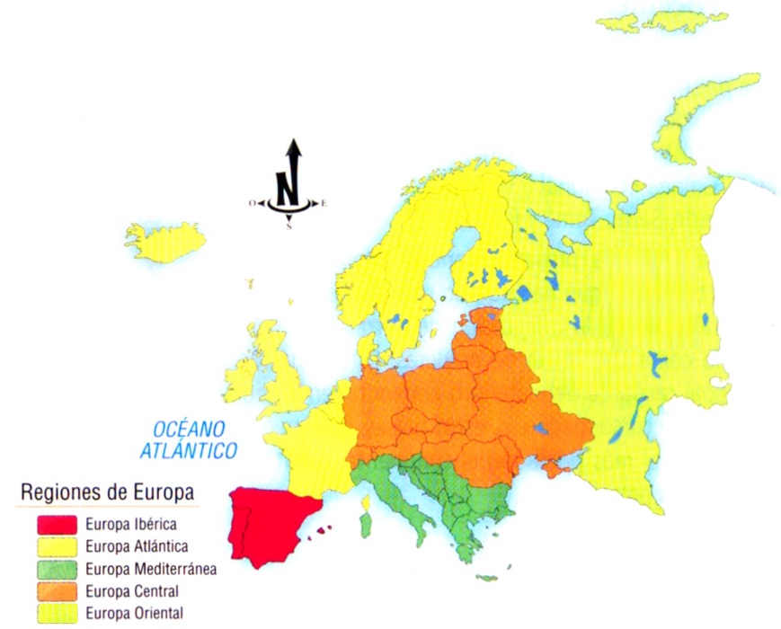 Mapa de regiones naturales de Europa