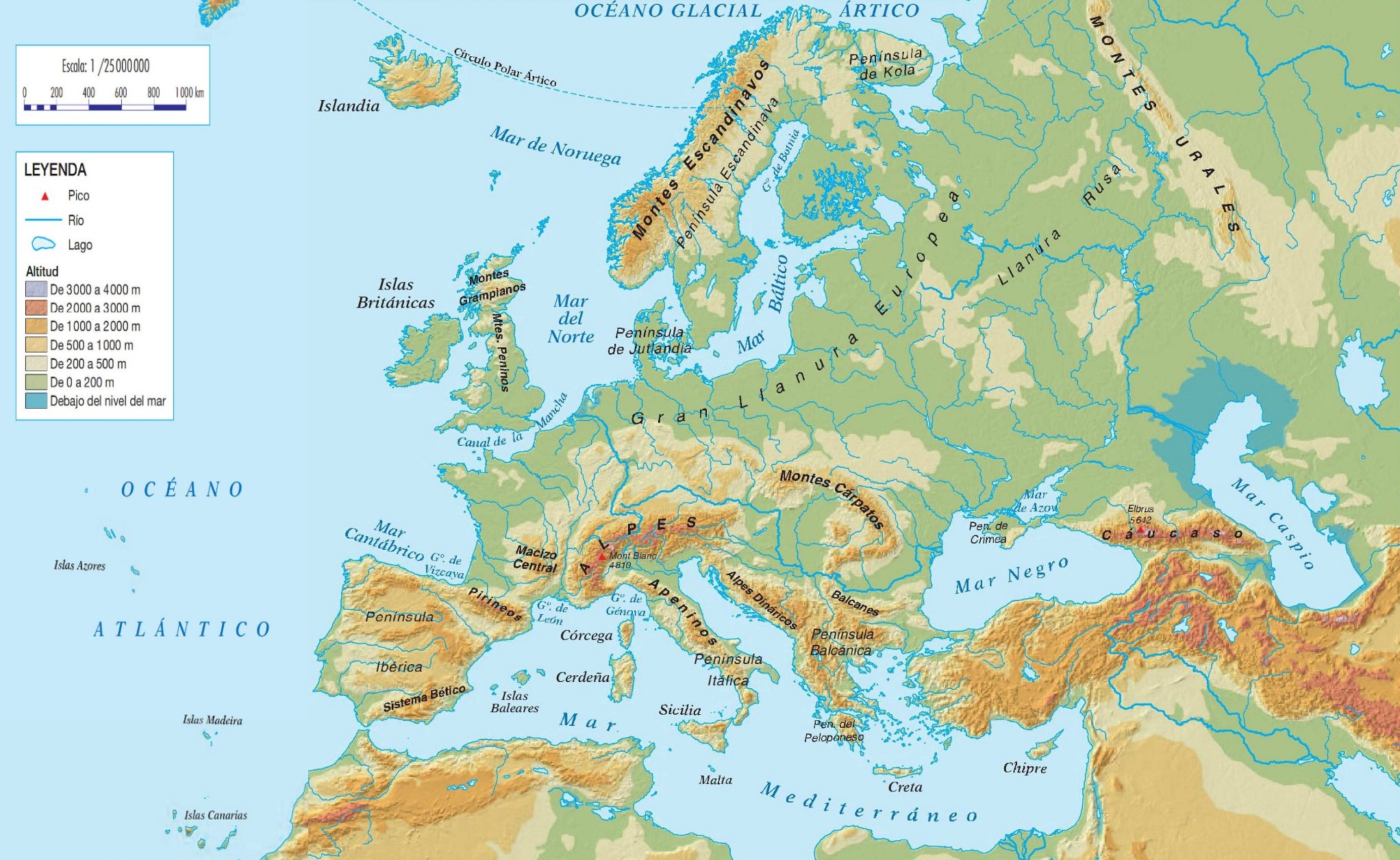 Mapa de relieve de Europa